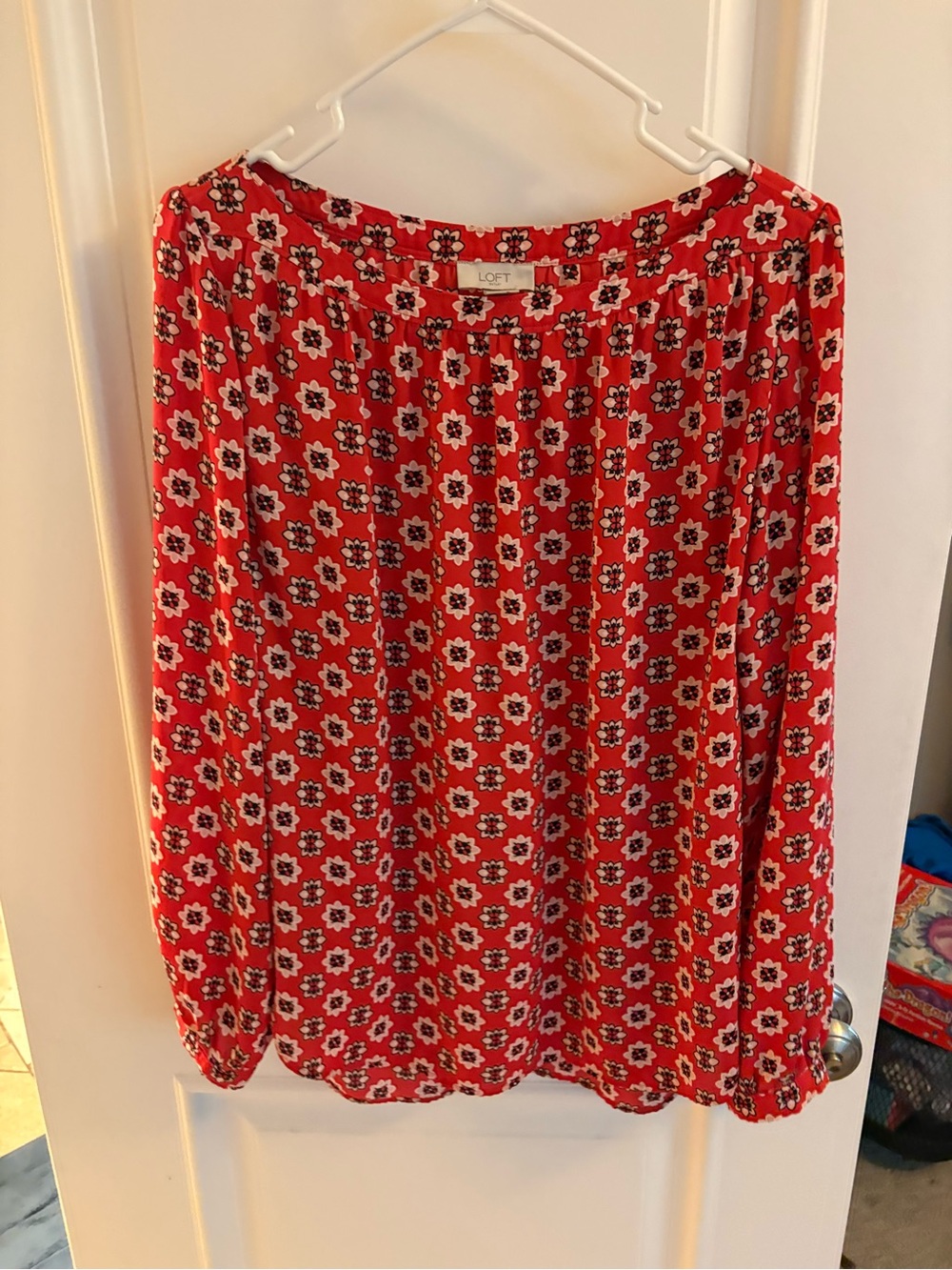 Loft Red Floral-Print Top